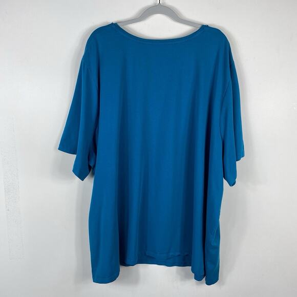 Catherines Size 5X 34 36 Suprema Collection Short Sleeve Notch Neck Top Blue - Picture 2 of 6